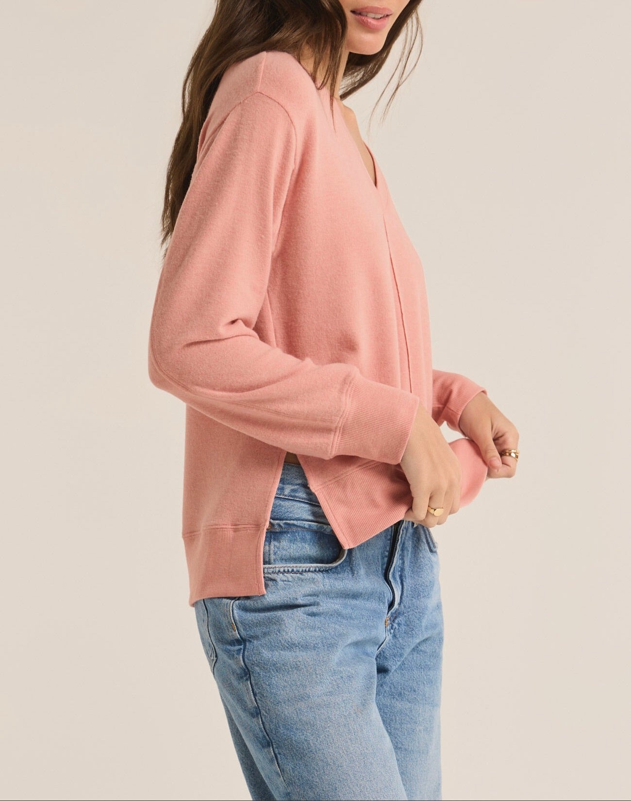 Z Supply Wilder Cloud V-Neck Top - Rose Haze
