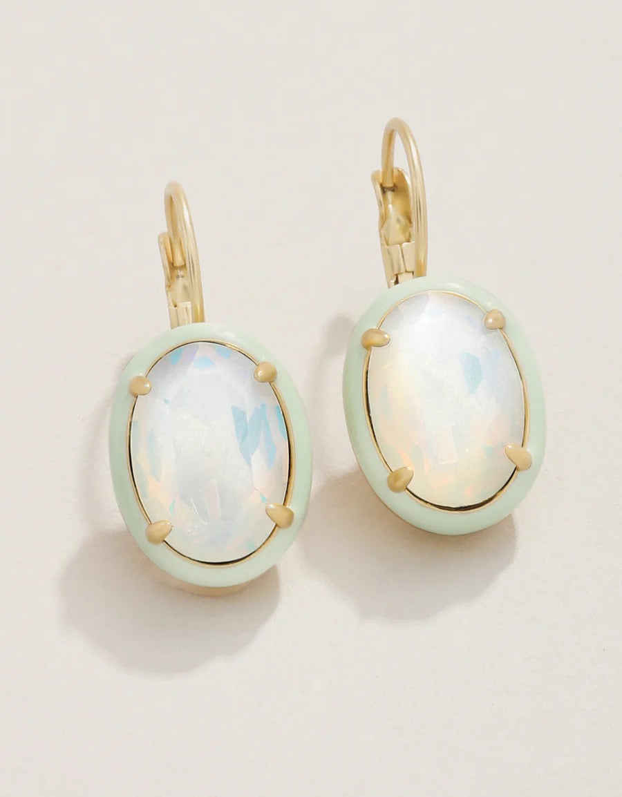 Clara Oval Earrings White Opal by Spartina 449
