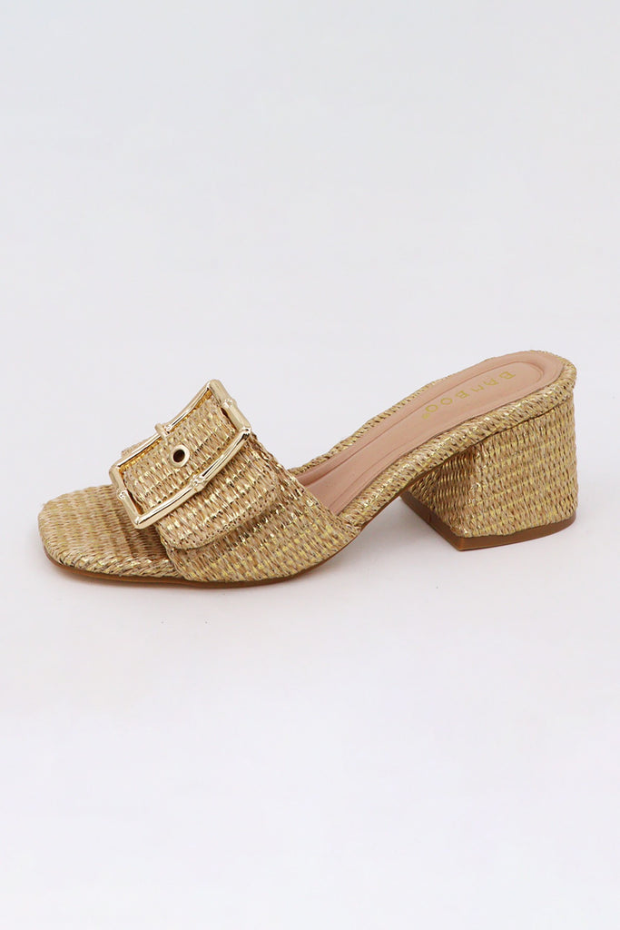 Bobbie-37 Gold Raffia Heel