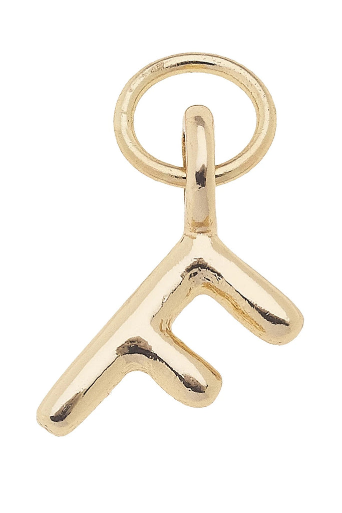 Mini Initial Charm "F" In Shiny Gold