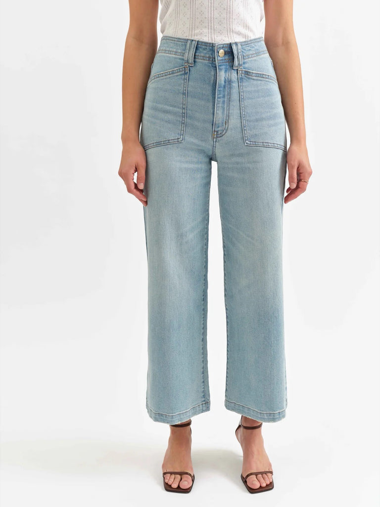 Daze Valley Girl Wide Leg Ankle Jeans In Romcom