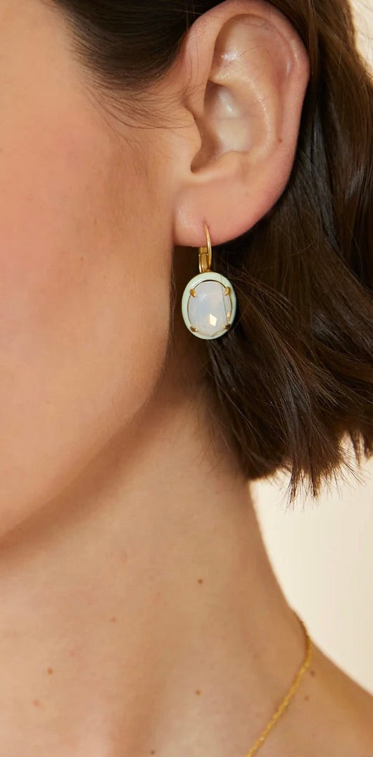 Clara Oval Earrings White Opal by Spartina 449