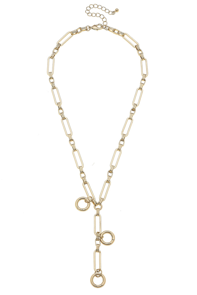 Bella Multi-Charm Lariat Necklace Base in Shiny Gold