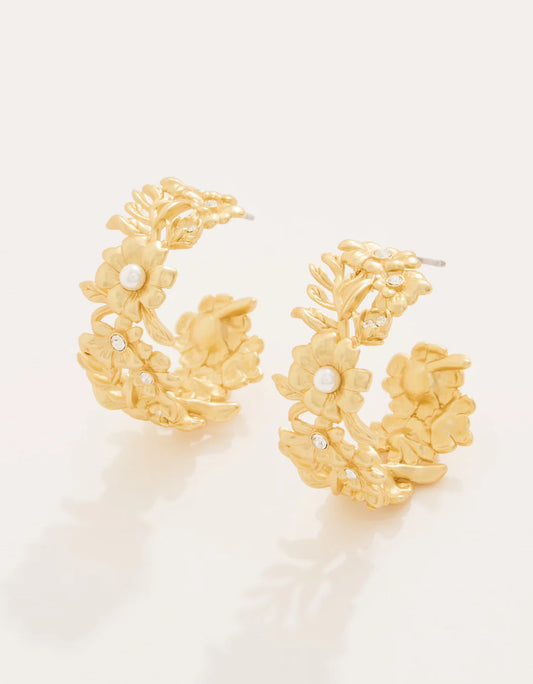 Posy Party Hoop Earrings in Crystal by Spartina 449
