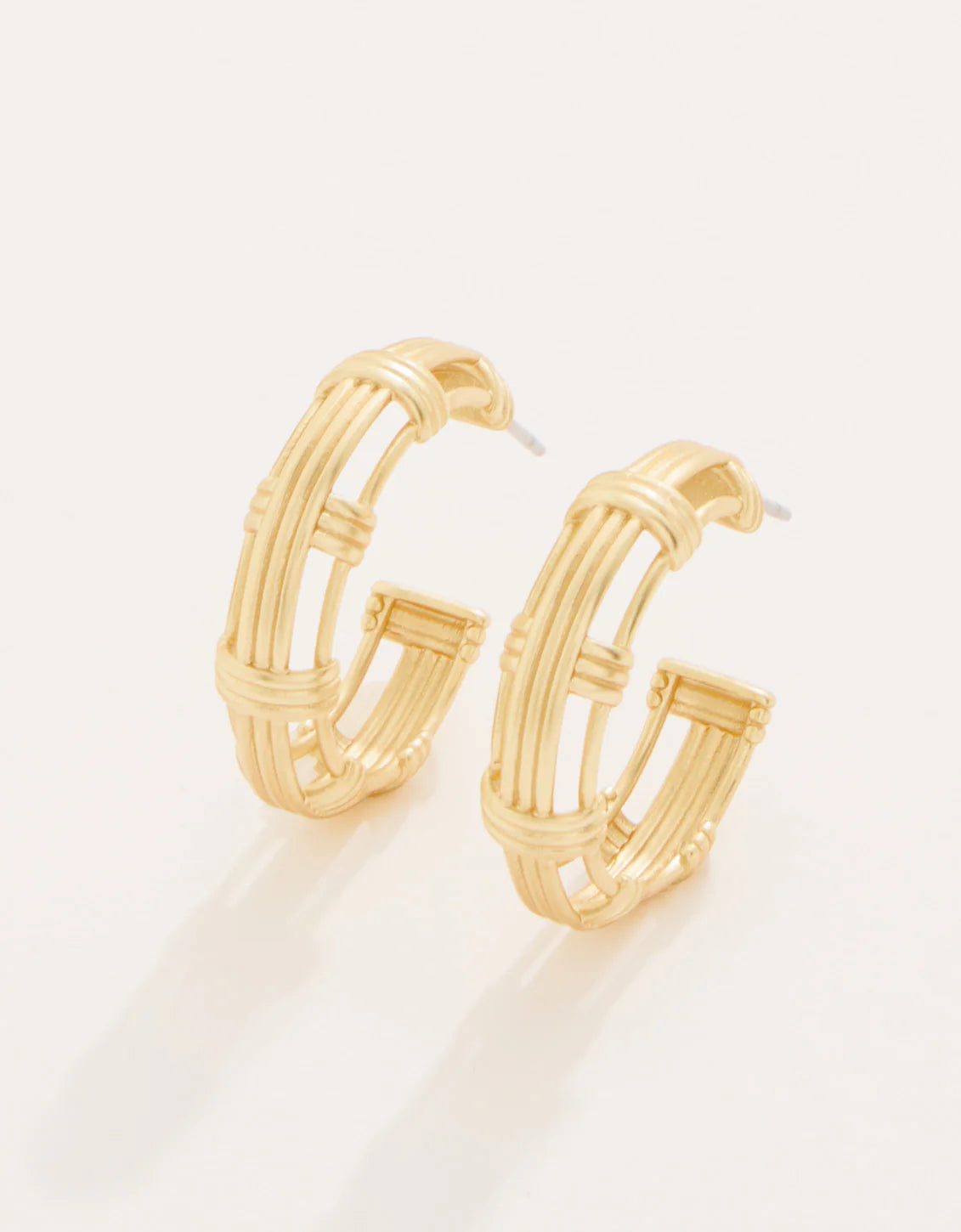 Basket Weave Hoop Earrings in Gold by Spartina 449