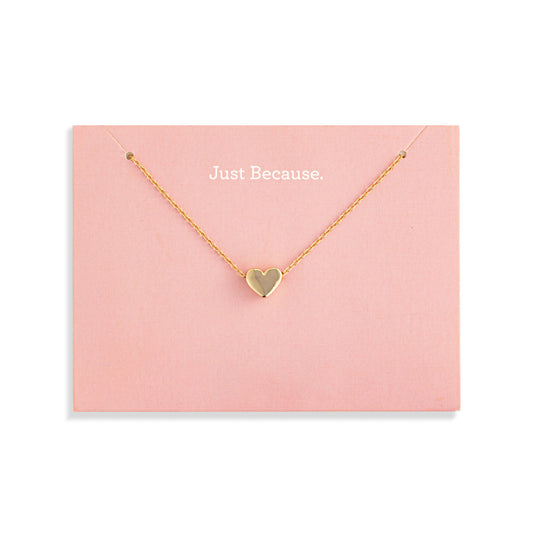 Just Because Floral Card & Gold Heart Necklace - 16in