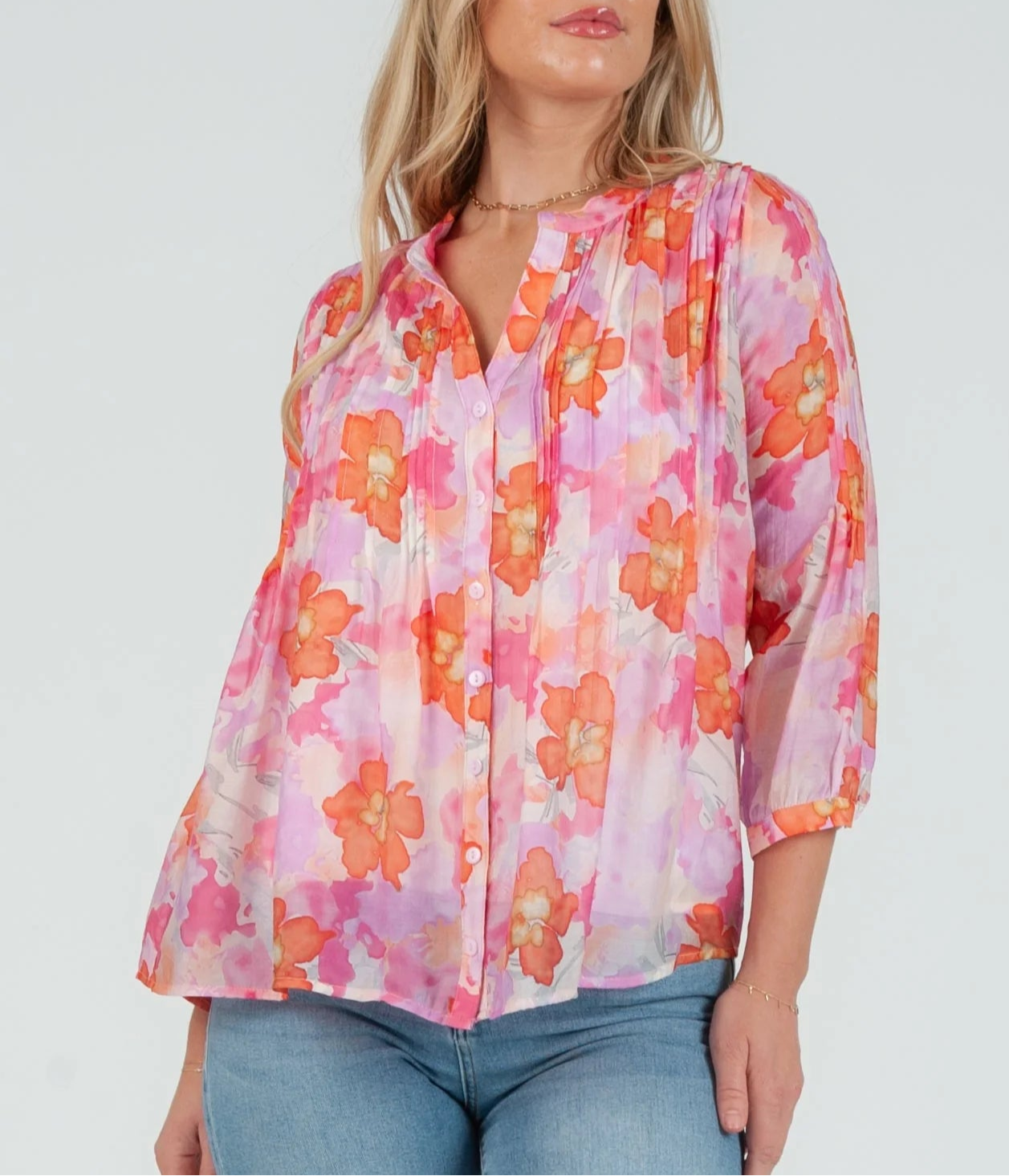 Lucca Peony Floral Top - Pink Multi