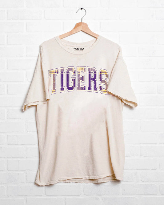 LSU Tigers Tartan Thrifted Tee - Off White