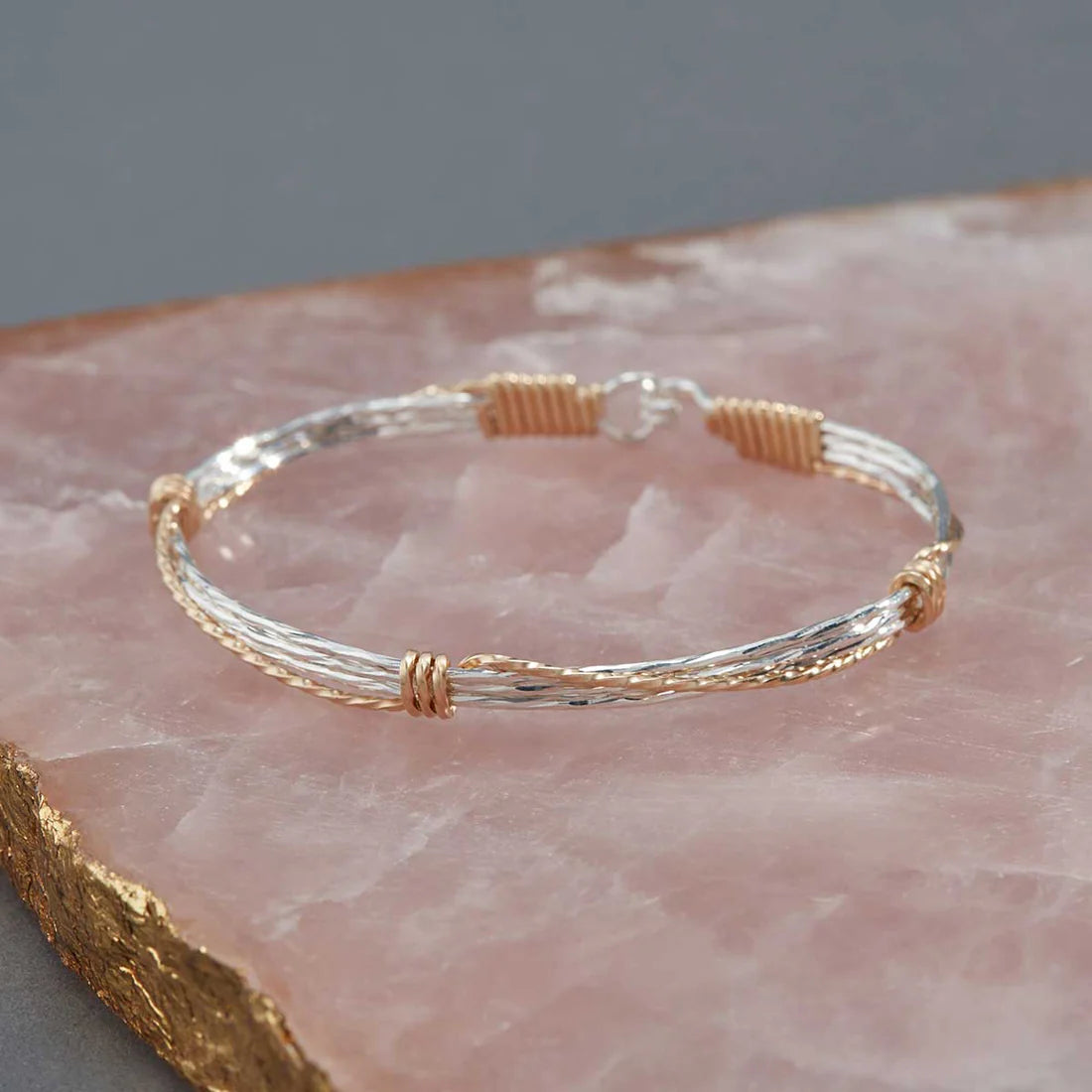 Leap of Faith Bracelet - Sterling Silver with 14K Gold Artist Wire Wraps