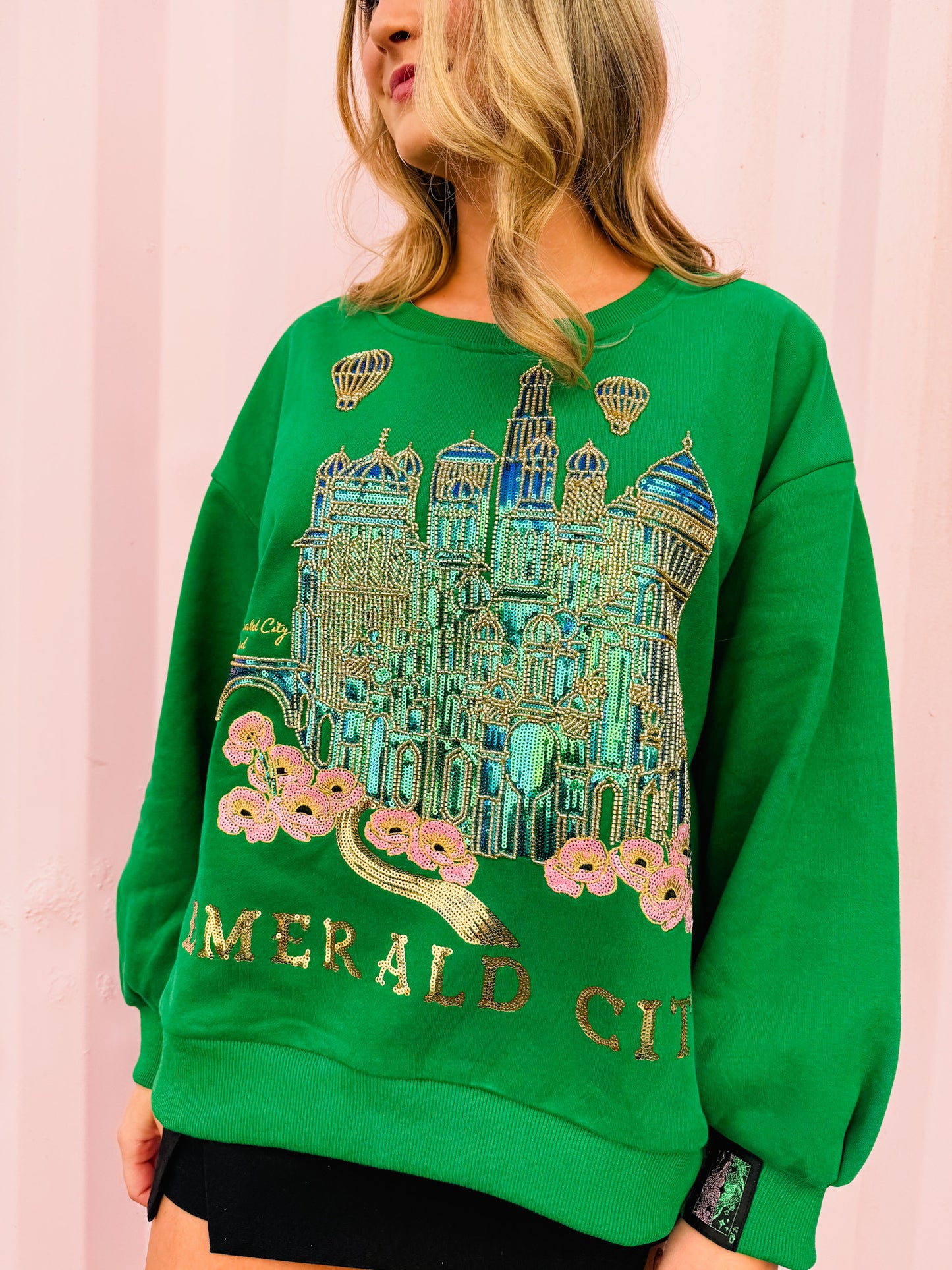 Licensed Wicked x Queen Of Sparkles Emerald City Green Sweatshirt