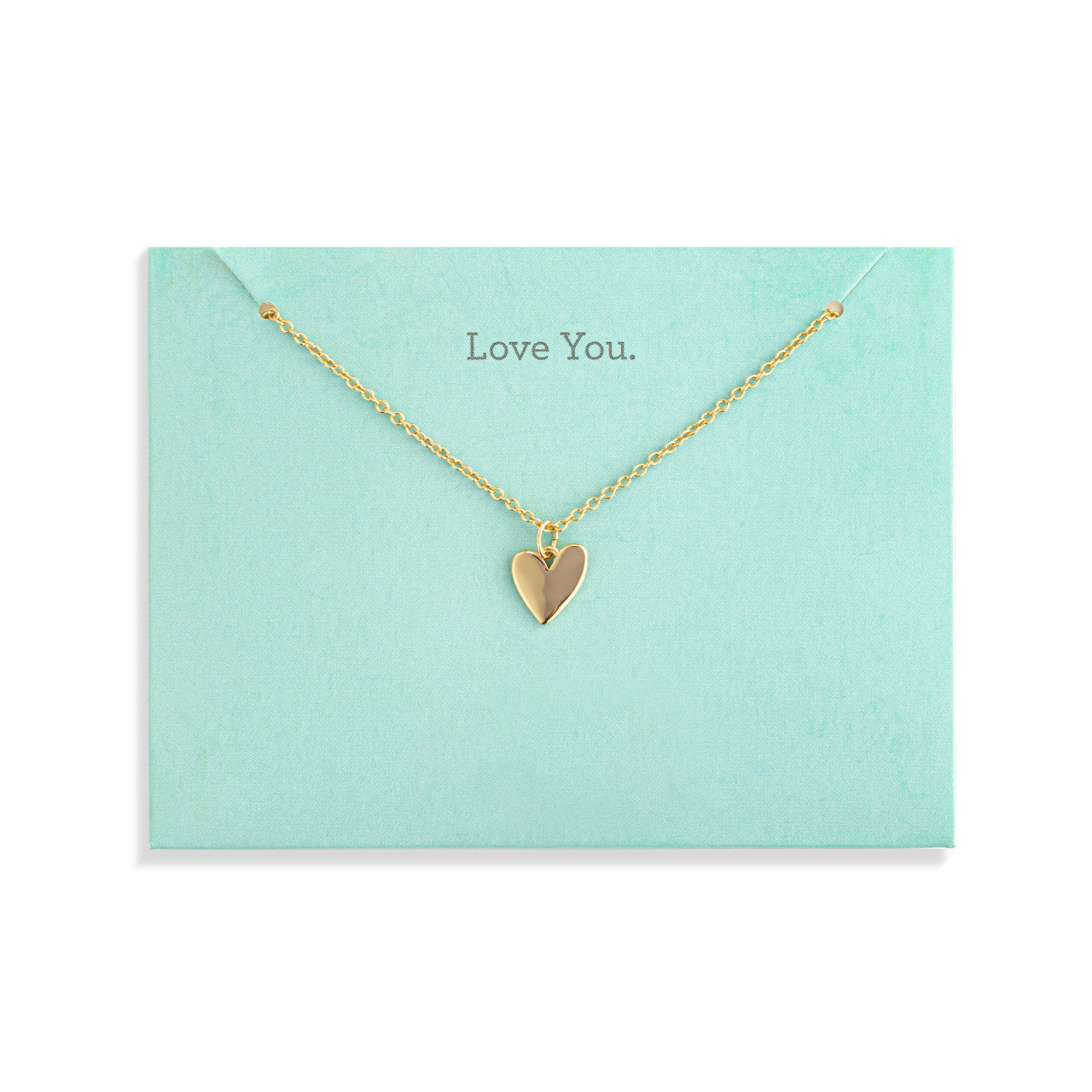 Love You Floral Card & Gold Heart Necklace - 16in