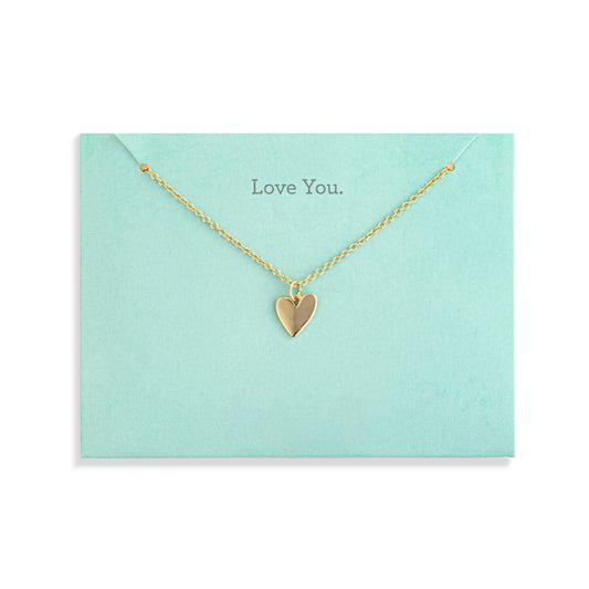 Love You Floral Card & Gold Heart Necklace - 16in