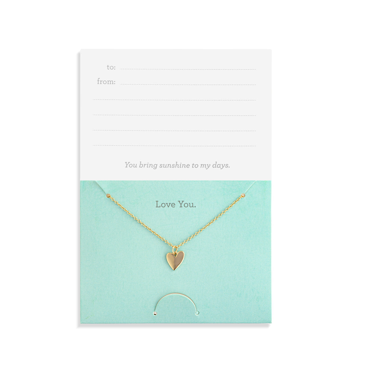 Love You Floral Card & Gold Heart Necklace - 16in