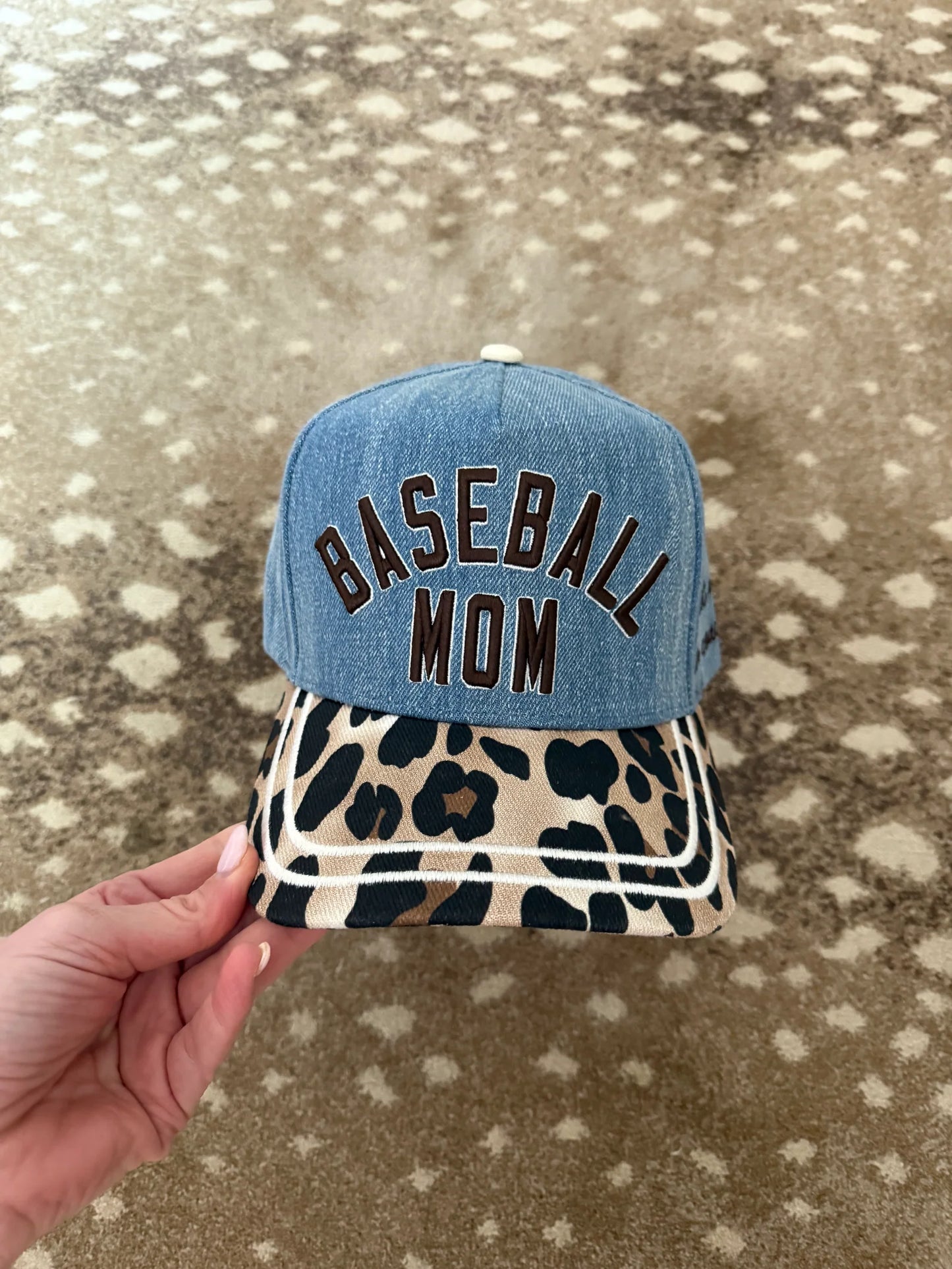 *PRE-ORDER* Blue Leopard Baseball Mom Hat