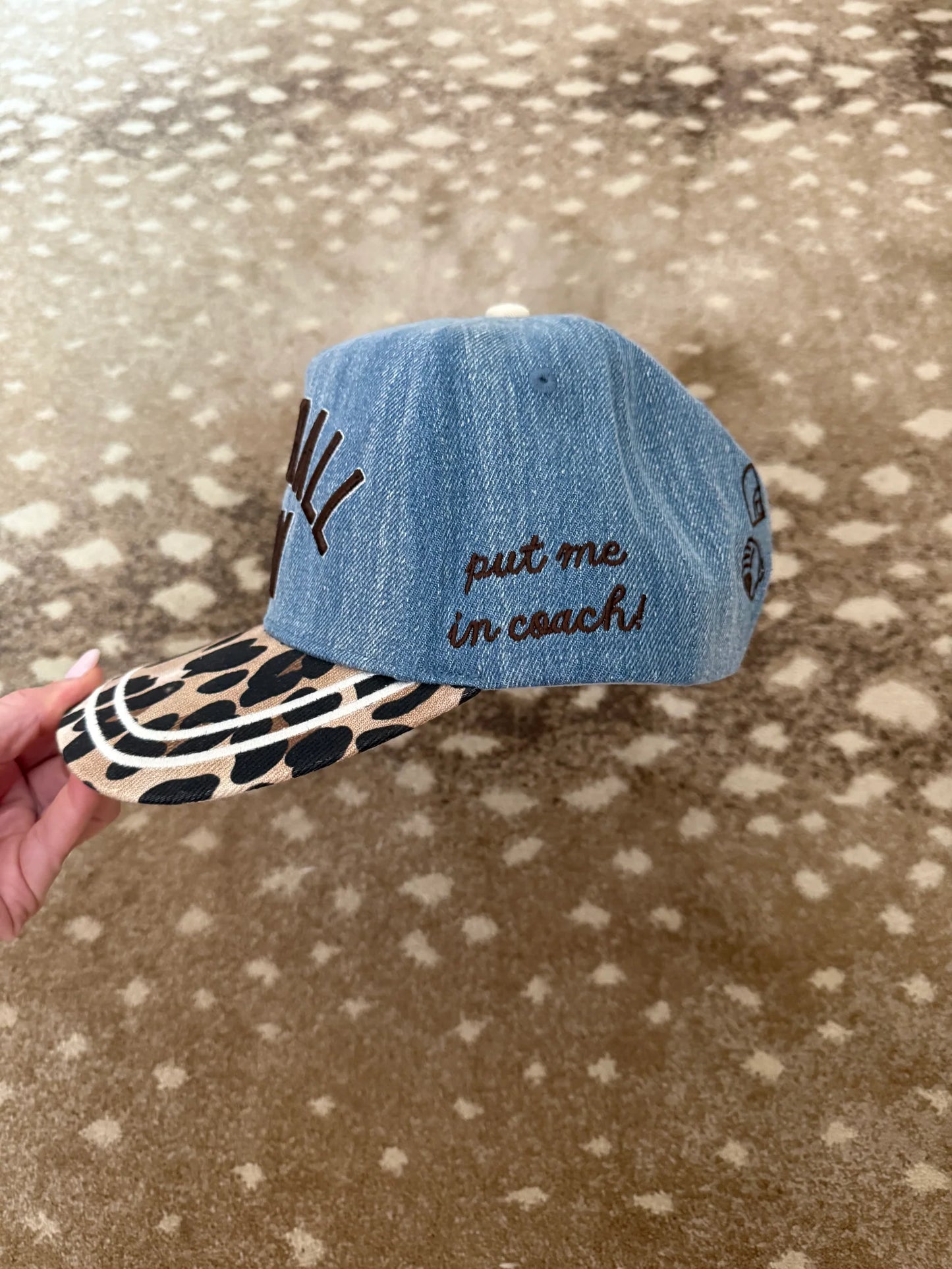 *PRE-ORDER* Blue Leopard Baseball Mom Hat