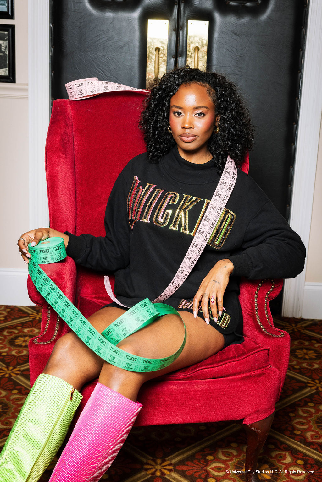 Licensed Wicked x Queen Of Sparkles Black Broom & Wand Shorts