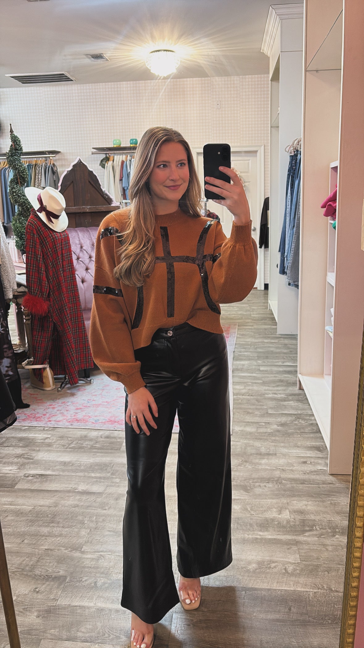 Queen Of Sparkles Orange & Black Basketball Sweater