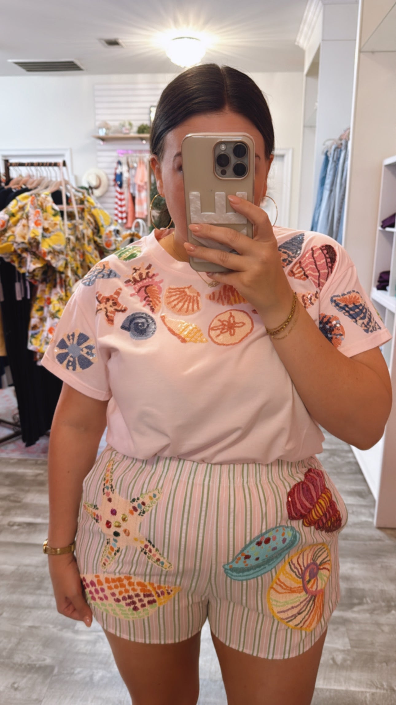 Queen Of Sparkles Stripe Multi Shell Short