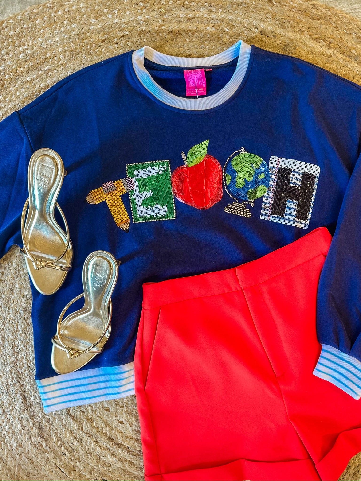 Queen of Sparkles Navy 'Teach' Sweatshirt 