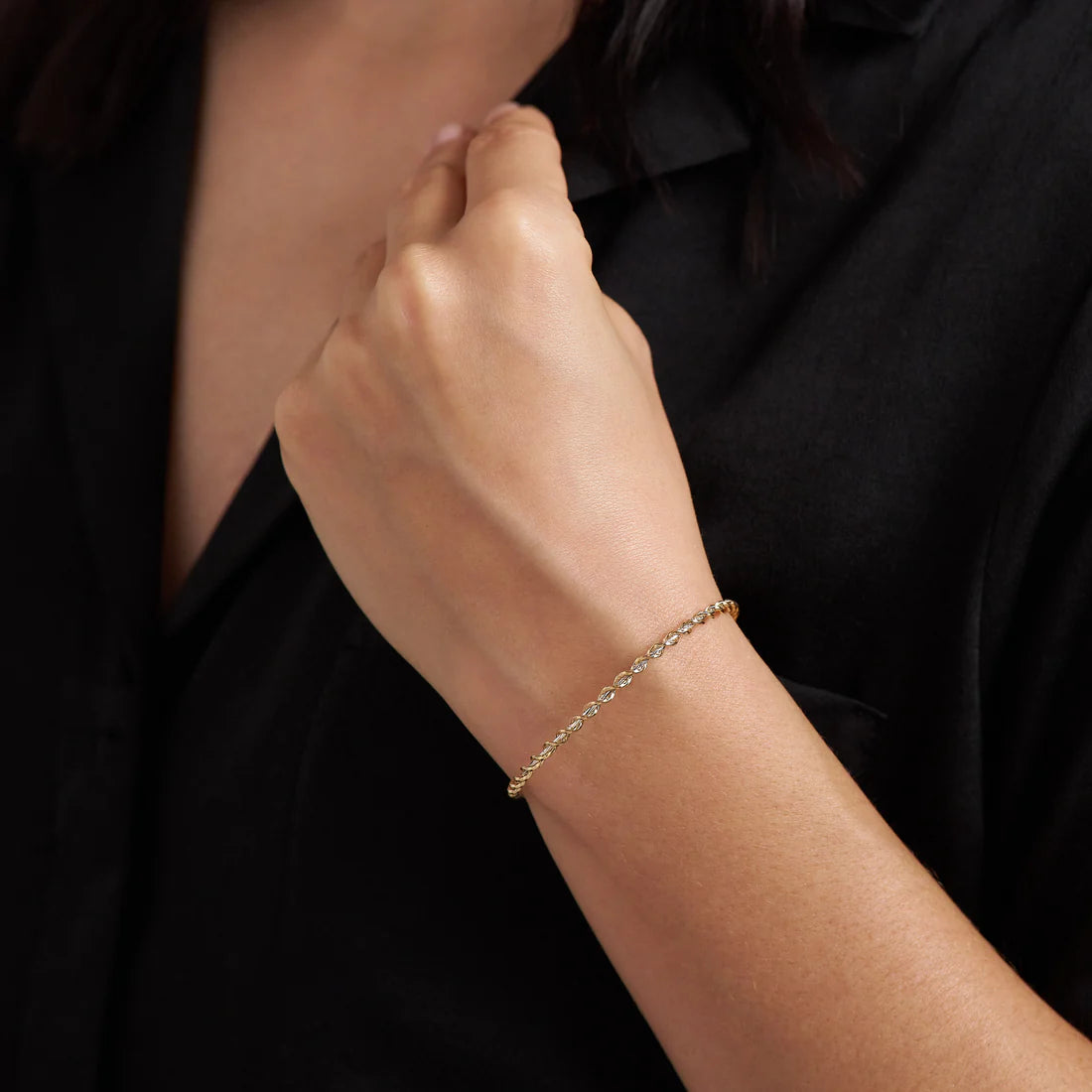 Serenity Bracelet - 14K Gold Artist Wire with Sterling Silver