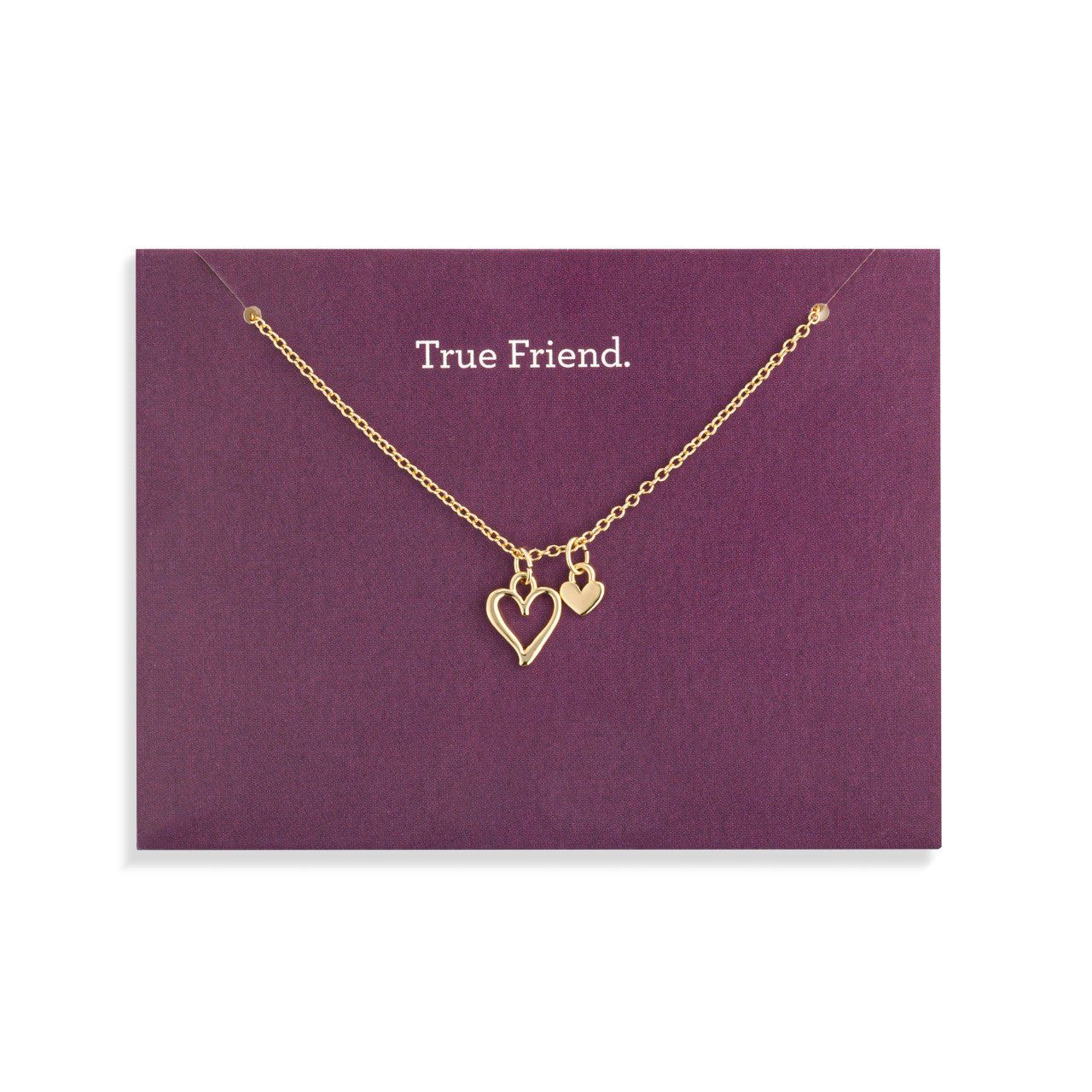True Friend Floral Card & Gold Heart Necklace - 16in