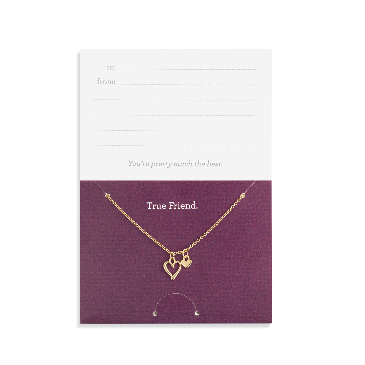 True Friend Floral Card & Gold Heart Necklace - 16in