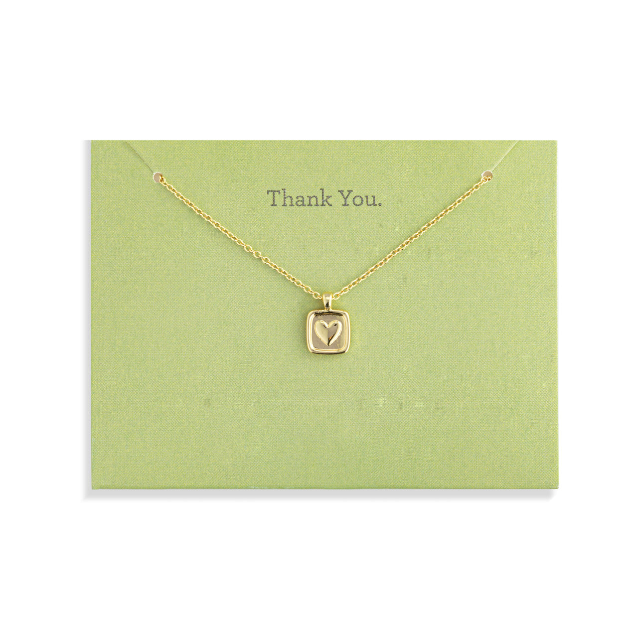 Thank You Floral Card & Gold Heart Necklace - 16in