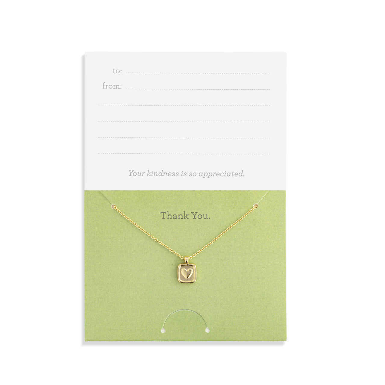 Thank You Floral Card & Gold Heart Necklace - 16in