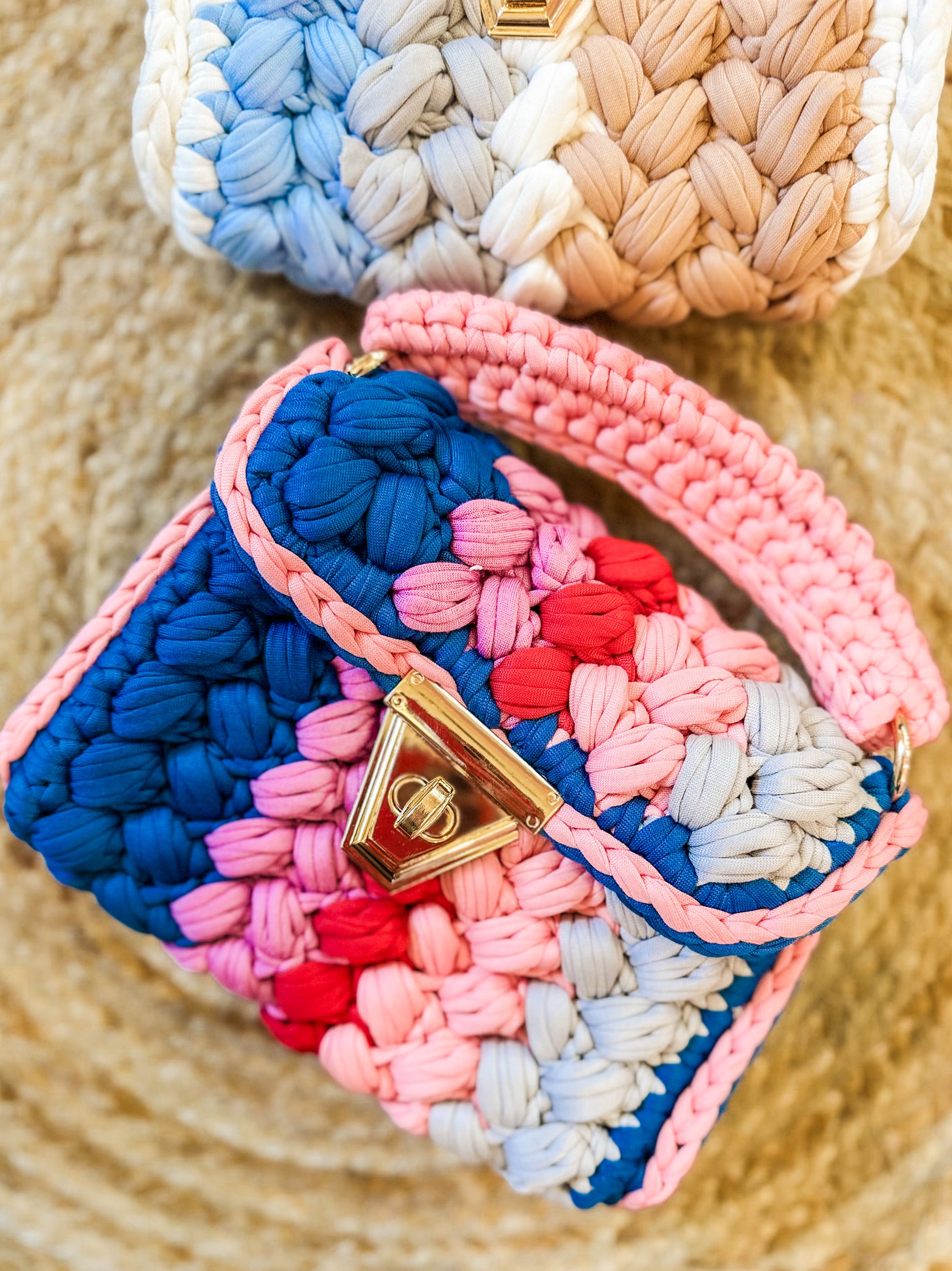 The KC Braided Bag - Berry Stripe