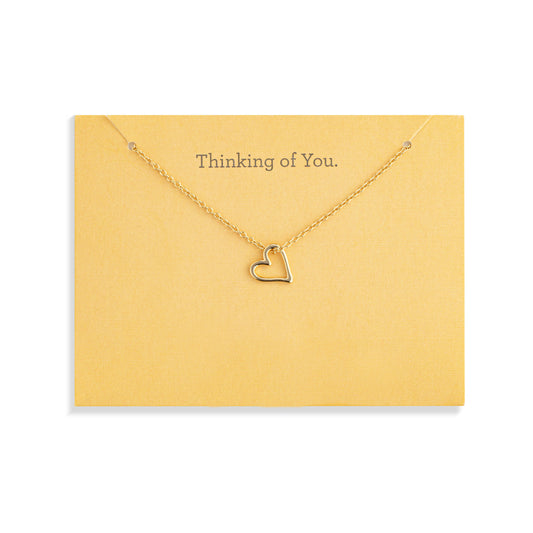 Thinking Of You Floral Card & Gold Heart Necklace - 16in