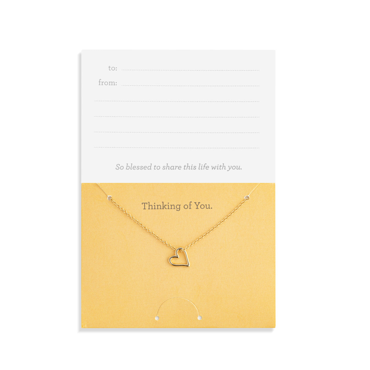 Thinking Of You Floral Card & Gold Heart Necklace - 16in