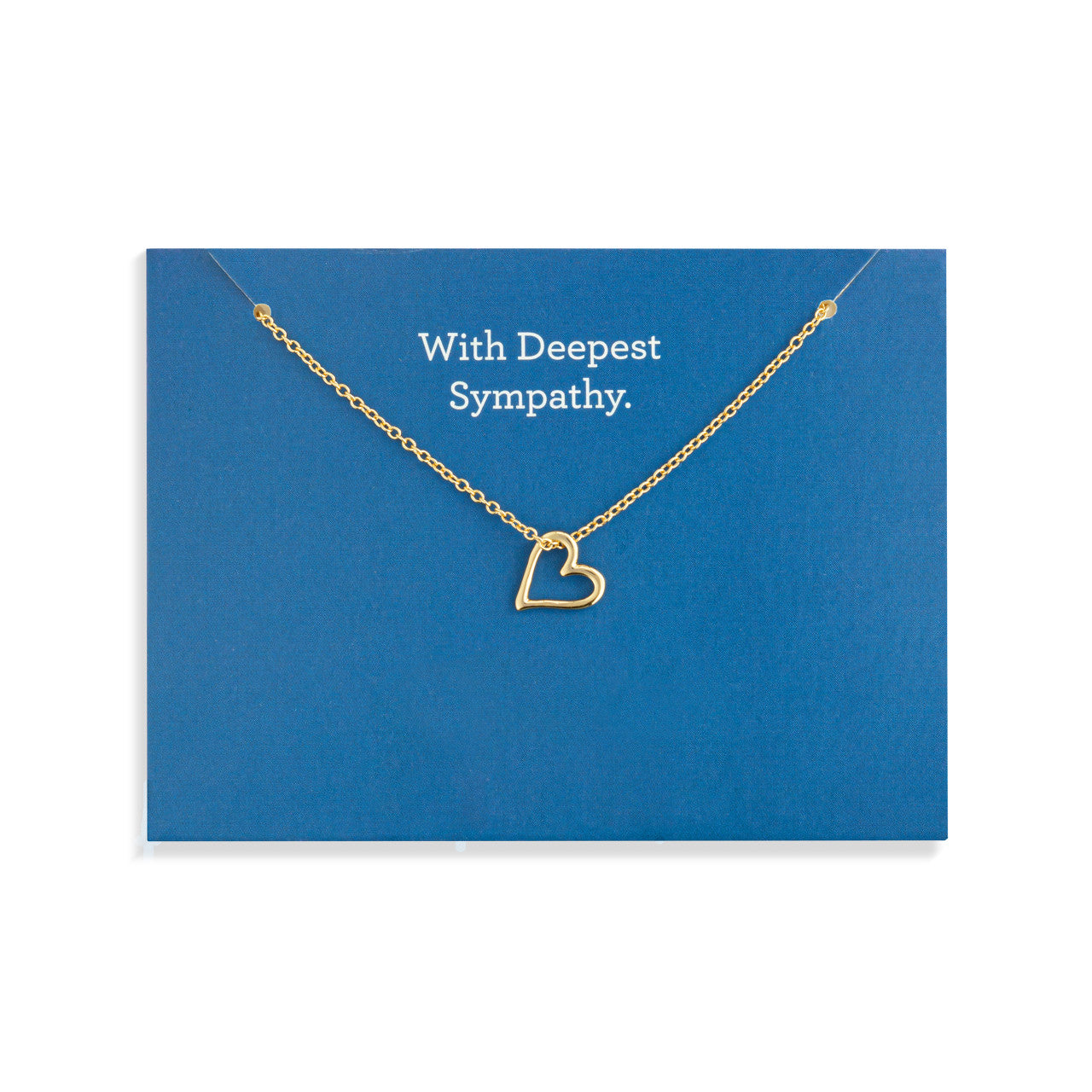 With Deepest Sympathy Floral Card & Gold Heart Necklace - 16in