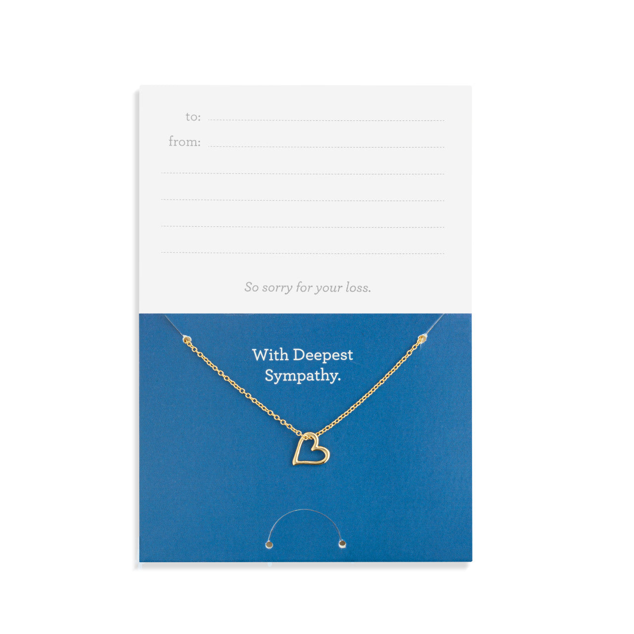 With Deepest Sympathy Floral Card & Gold Heart Necklace - 16in
