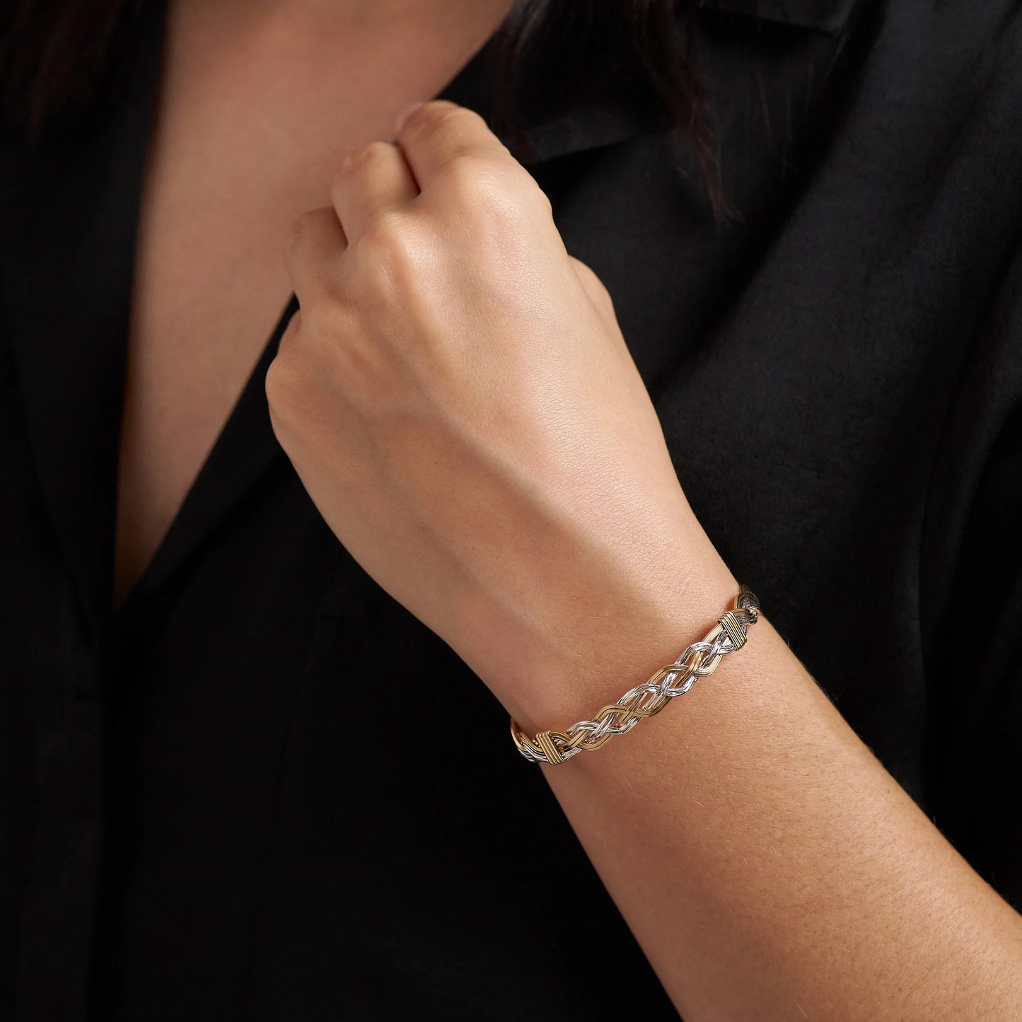 Woven Together Bracelet - 14K Gold Artist Wire and Sterling Silver