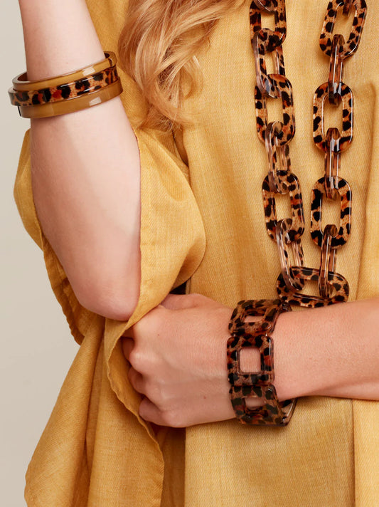 Zenzii Stretch Block Bracelet - Leopard Brown