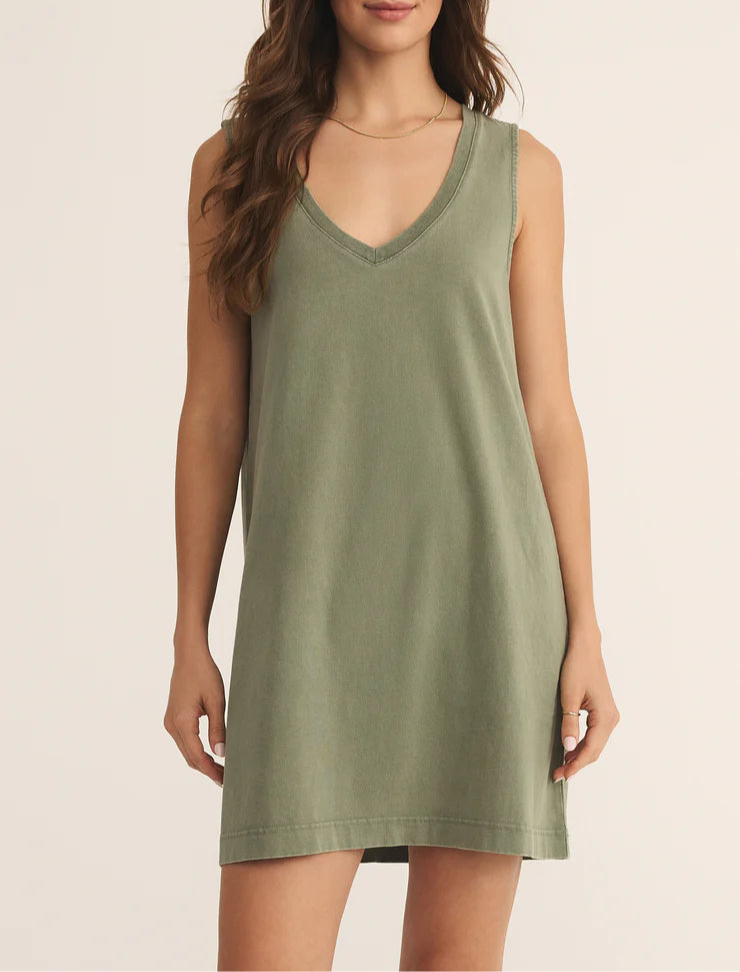 Z Supply Sloane V-Neck Mini Dress - Avocado