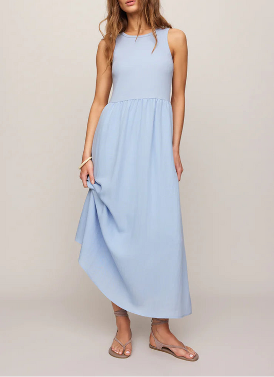 Z Supply Charlotte Rib Midi Dress - Light Blue