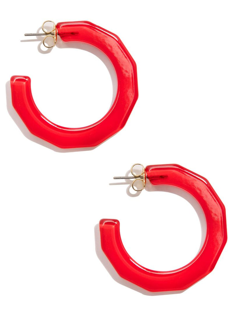 Robin Red Large Textured Hoop Earrings