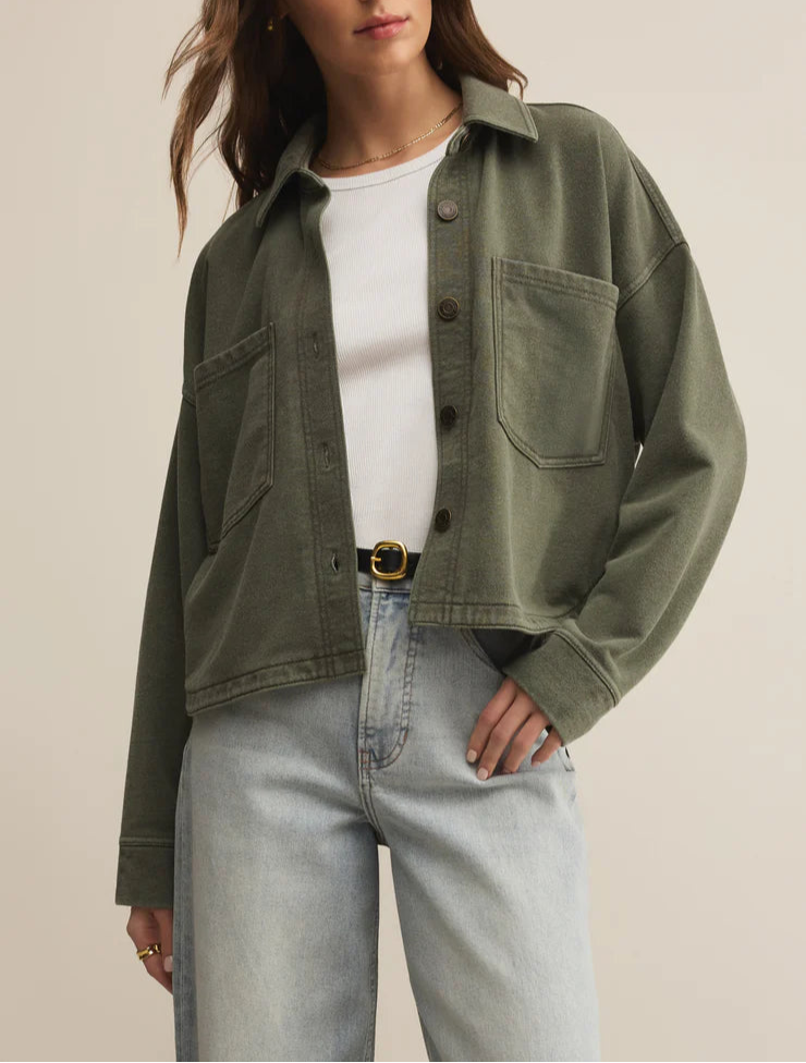 Z Supply All Day Cropped Knit Jacket - Hunter Green