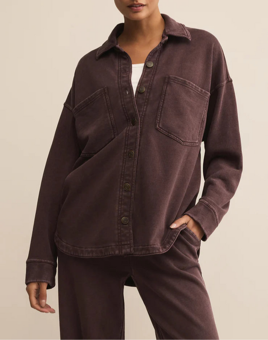 Z Supply All Day Knit Jacket - Chocolate Cherry