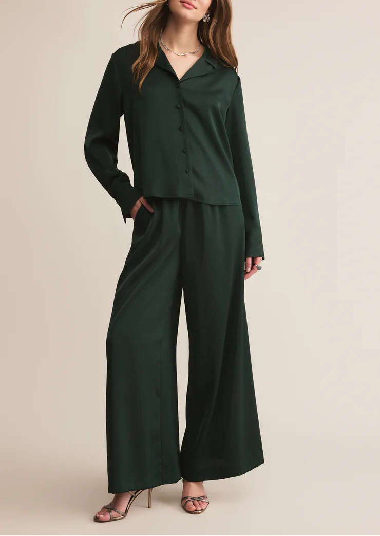 Z Supply Ana Satin Top - Garland Green
