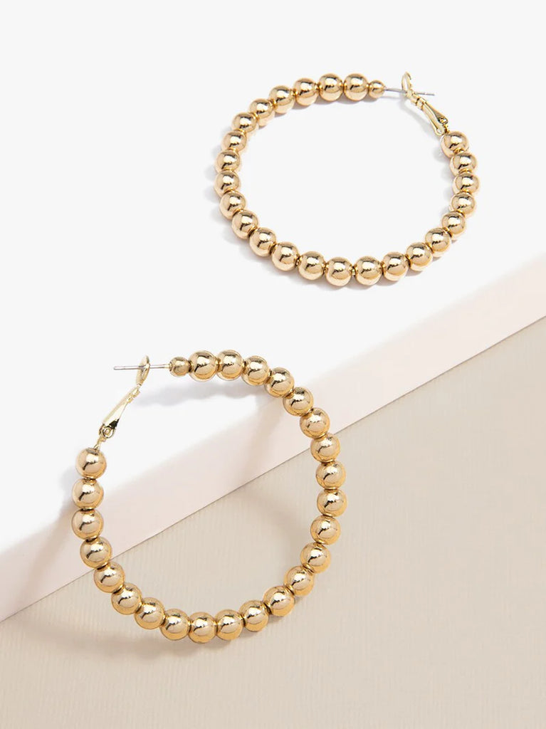 Metal Beaded Hoop Earrings