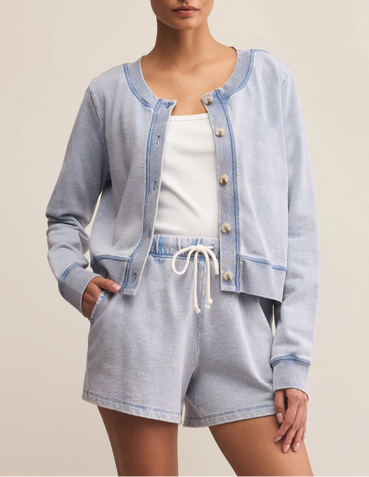 Z Supply Daily Knit Denim Cardigan - Washed Indigo
