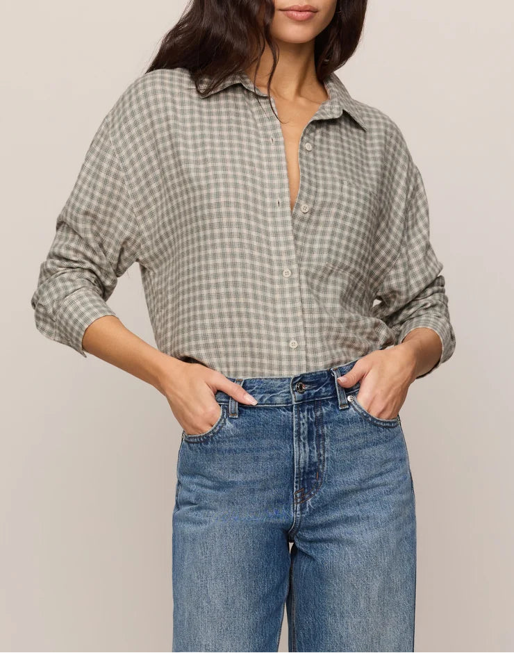 Z Supply River Plaid Button Up - Emerald Cove
