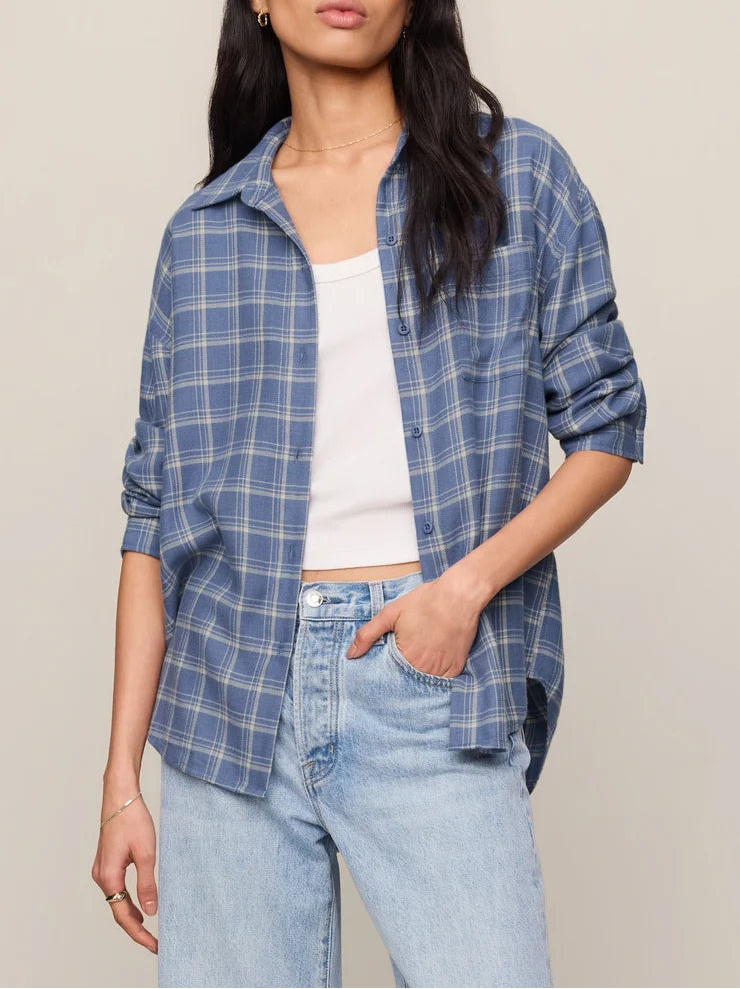 Z Supply River Plaid Button Up - Mystic Blue