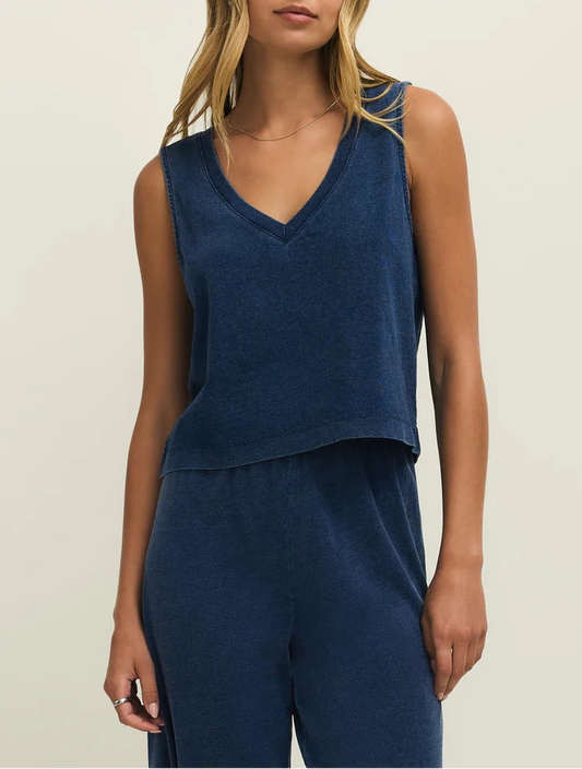 Z Supply Sloane V-Neck Jersey Tank - Indigo