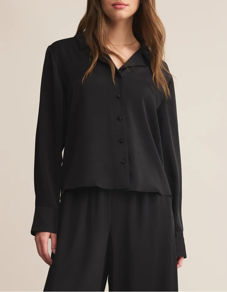Z Supply Ana Satin Top - Black