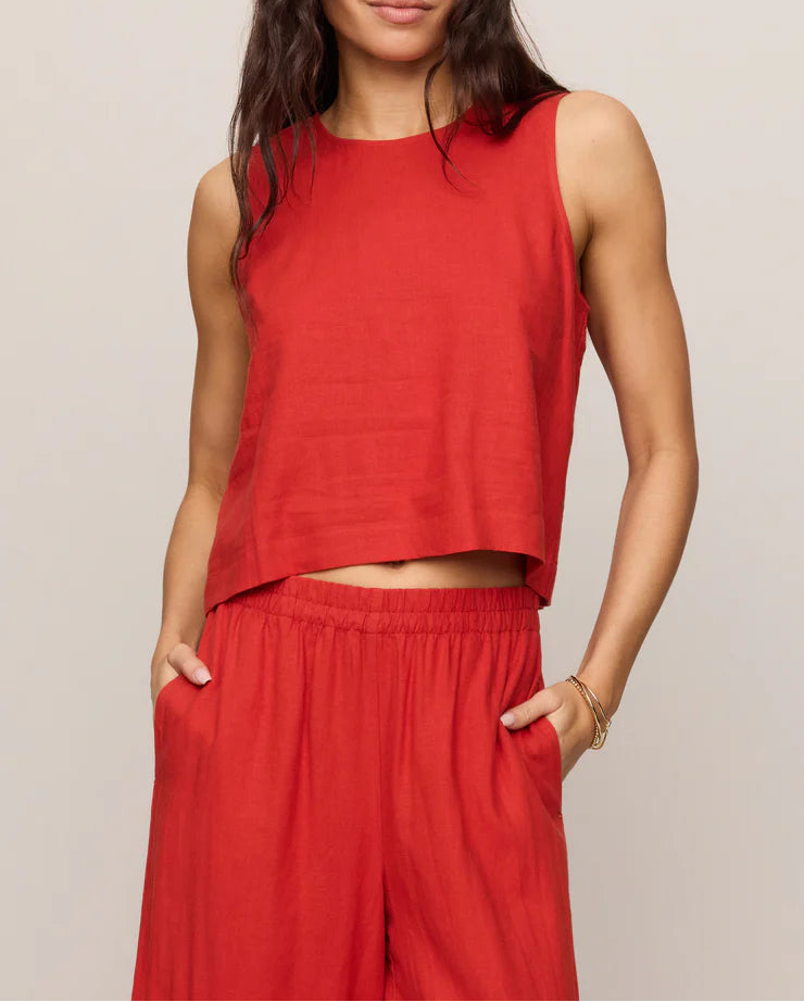 Z Supply Sloane Linen Top - Chili Pepper