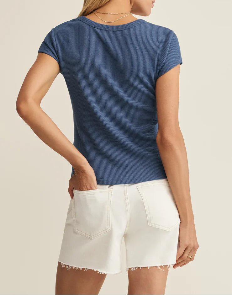 Z Supply Leisurely Scoop Neck Tee - True Navy
