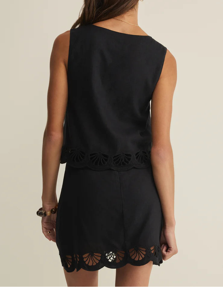 Z Supply Charlene Embroidery Linen Top - Black